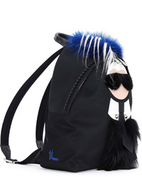 Fendi Karlito Fur Mohawk Backpack Black