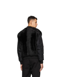 Mr and Mrs Italy Black Nick Wooster Edition Lamb Fur Bomber Jacket