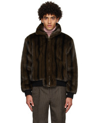 Ernest W. Baker Brown Zip Faux Fur Jacket