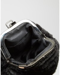 Missguided Chain Strap Faux Fur Clutch Bag