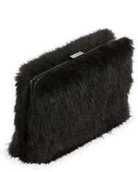 Stella McCartney Faux Fur Chain Clutch Bag Black