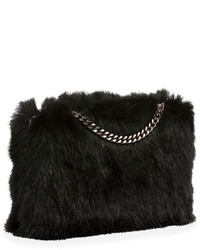 Stella McCartney Faux Fur Chain Clutch Bag Black