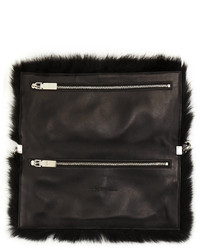 Alexander McQueen Folded Fur Clutch Bag Black