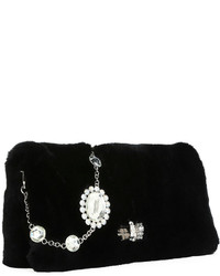 Miu Miu Jeweled Fur Chain Clutch Bag