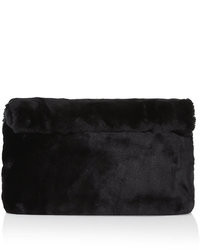 Topshop Oversized Roll Top Clutch In Super Soft Faux Fur Finish Magnetic Fastening To The Top W42cm H33cm 70% Acrylic 30% Polyester Specialist Clean Only