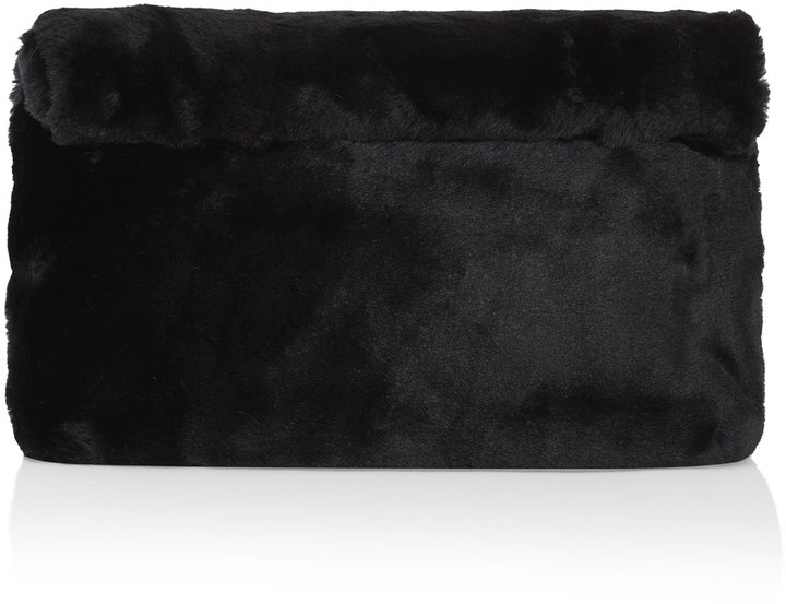 Super buy soft black fur clutch