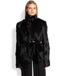 Donna Karan Belted Goat Fur Coat