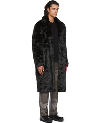 System Black Faux Fur Coat