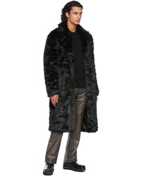 System Black Faux Fur Coat