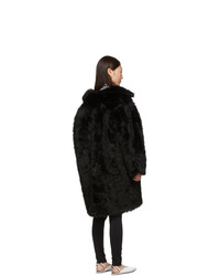 Balenciaga Black Faux Fur Swing Coat