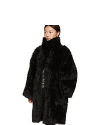 Balenciaga Black Faux Fur Swing Coat