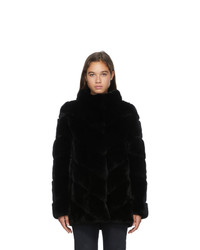 Yves Salomon Black Rex Rabbit Fur Coat
