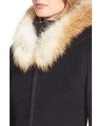 Soia & Kyo Charlene Wool Blend Coat With Genuine Fox Fur
