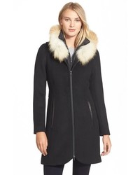 Soia & Kyo Charlene Wool Blend Coat With Genuine Fox Fur