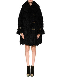 Celine Cline Textural Faux Fur Coat In Black