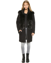 DKNY Coat With Faux Fur Trim