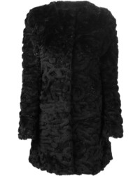 Dehart Lurex Detail Faux Fur Coat
