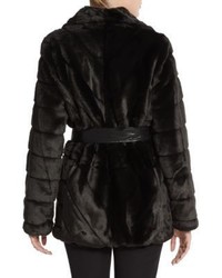Ellen Tracy Belted Faux Fur Coat