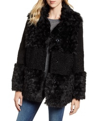Kensie Faux Fur Patchwork Coat
