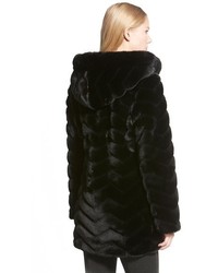 gallery chevron faux fur coat