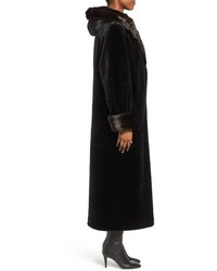 Gallery Hooded Full Length Faux Fur Coat