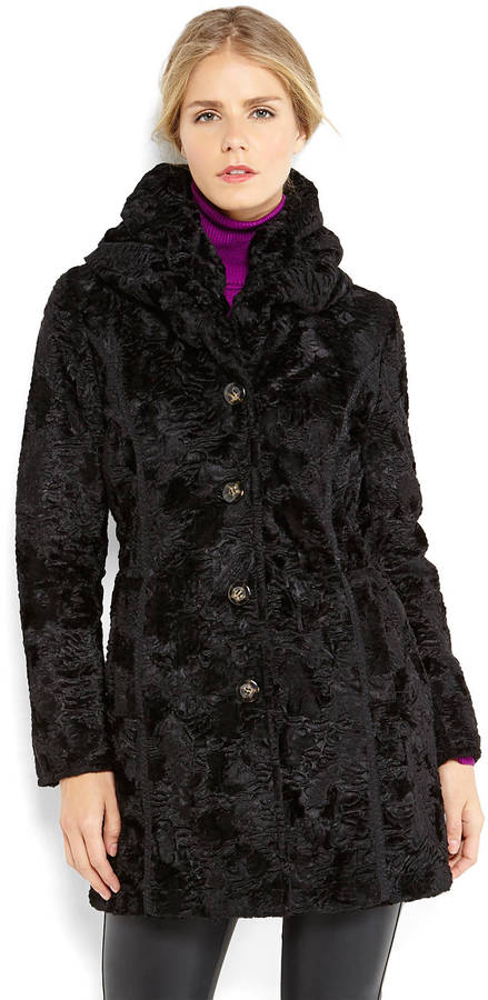 Shelli Segal Laundry By Black Faux Fur Reversible Coat, $300 | Century 21 |  Lookastic