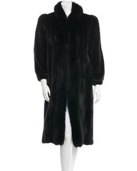 Long Sleeve Mink Fox Trimmed Coat