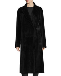 The Row Lory Double Breasted Fur Coat Black