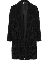 Topshop Luxe Longline Throw On Coat In All Over Lightweight Crushed Faux Fur Fabric 71% Viscose 22% Cotton 7% Modal Dry Clean Only