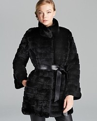 Maximilian Rex Rabbit Fur Coat With Leather Belt