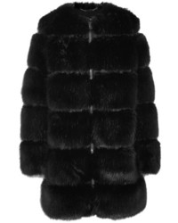 Givenchy Mesh Trimmed Faux Fur Coat Black