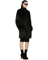 Yves Salomon Meteo By Black Knit Fur Coat