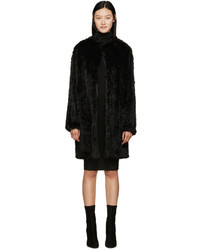 Yves Salomon Meteo By Black Knit Fur Coat