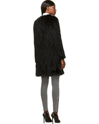 Yves Salomon Meteo By Black Knit Rabbit Fur Coat