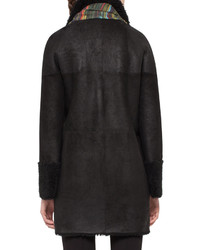 Akris Punto Mid Length Shearling Fur Coat Black