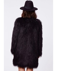 Missguided Cloe Shaggy Faux Fur Coat Black