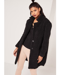 Missguided Teddy Faux Shearling Coat Black