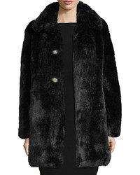 Kate Spade New York Faux Fur Two Button Coat W Rhinestones Black