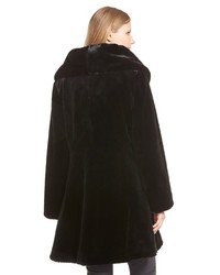 Gallery Ruched Collar Faux Fur Coat