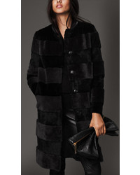 Burberry Shearling And Fur Striped Coat