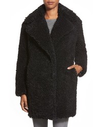 Kensie Teddy Bear Notch Collar Reversible Faux Fur Coat
