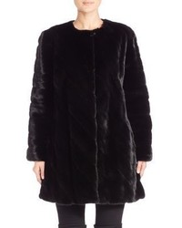 The Fur Salon Collarless Mink Fur Diagonal Coat
