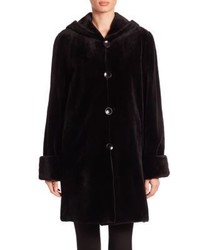 The Fur Salon Reversible Hooded Mink Fur Coat