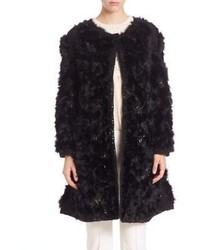 Agnona Wool Rabbit Fur Embroidered Coat
