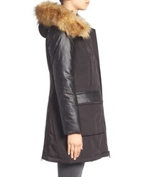 7 For All Mankind Mixed Media Coat With Removable Faux Fur Trim