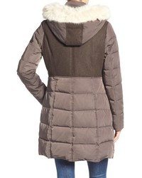 7 For All Mankind Mixed Media Coat With Removable Faux Fur Trim Hood