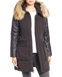 7 For All Mankind Mixed Media Coat With Removable Faux Fur Trim