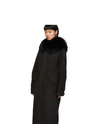MR AND MRS ITALY Black Fur Long Jazzy Coat