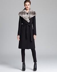 Cinzia Rocca Coat Belted Wool Fur Collar