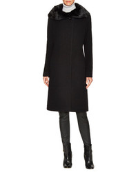 Cinzia Rocca Wool Cashmere Long Spread Fur Collar Coat